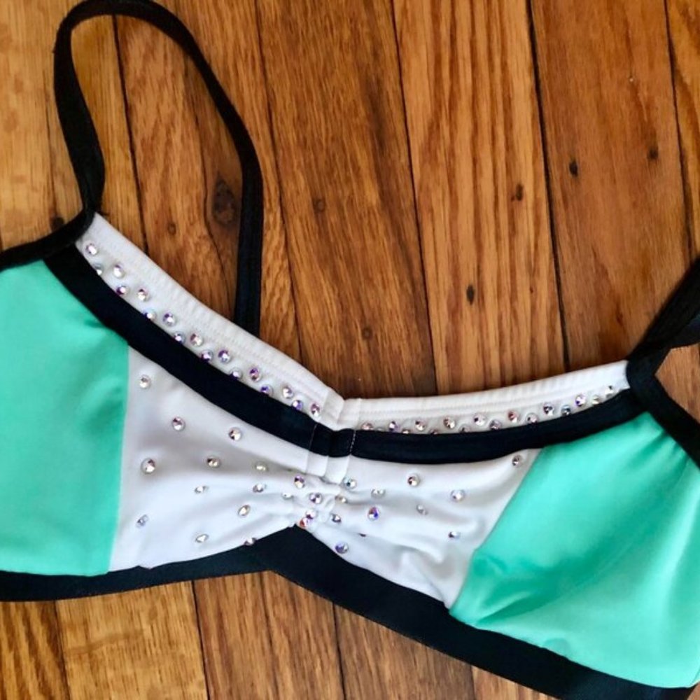 Dance Team / Pro Cheer Top w/ Rhinestones, Light Green, The LineUp, Adult Small
